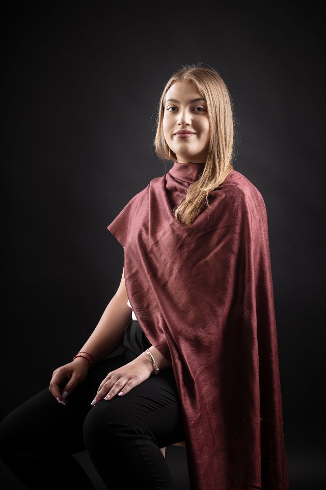 Esarfa matase-bumbac maro