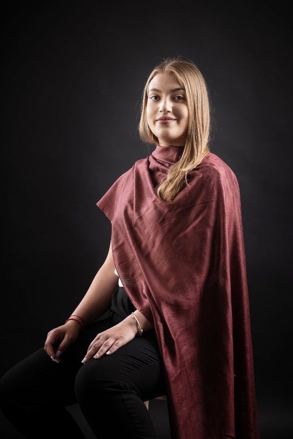 Esarfa matase-bumbac maro