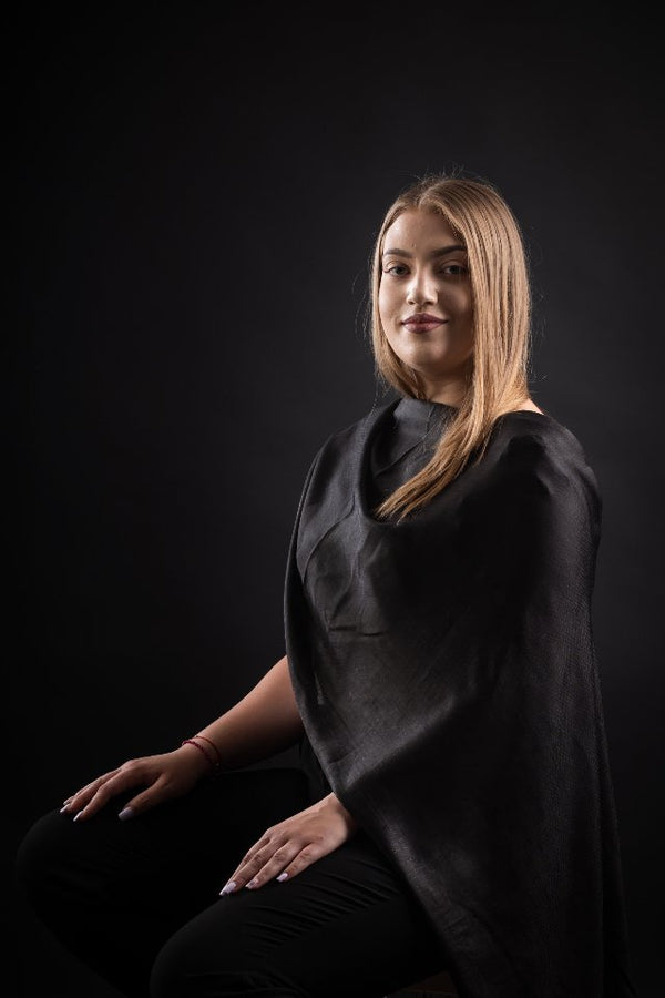 Esarfa matase-bumbac negru 