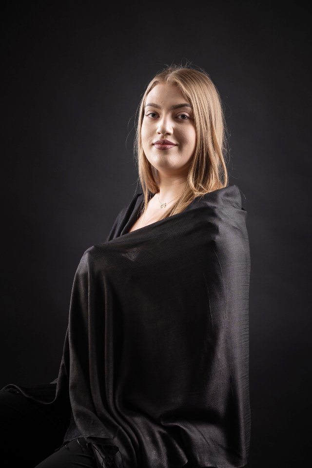 Esarfa matase-bumbac negru 