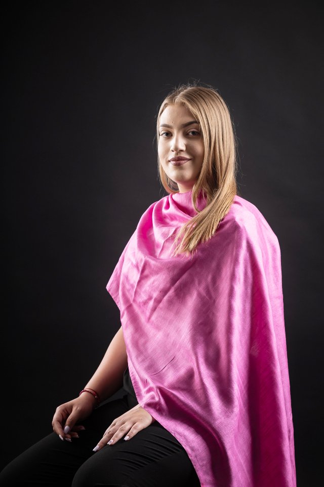 Esarfa matase-bumbac roz 