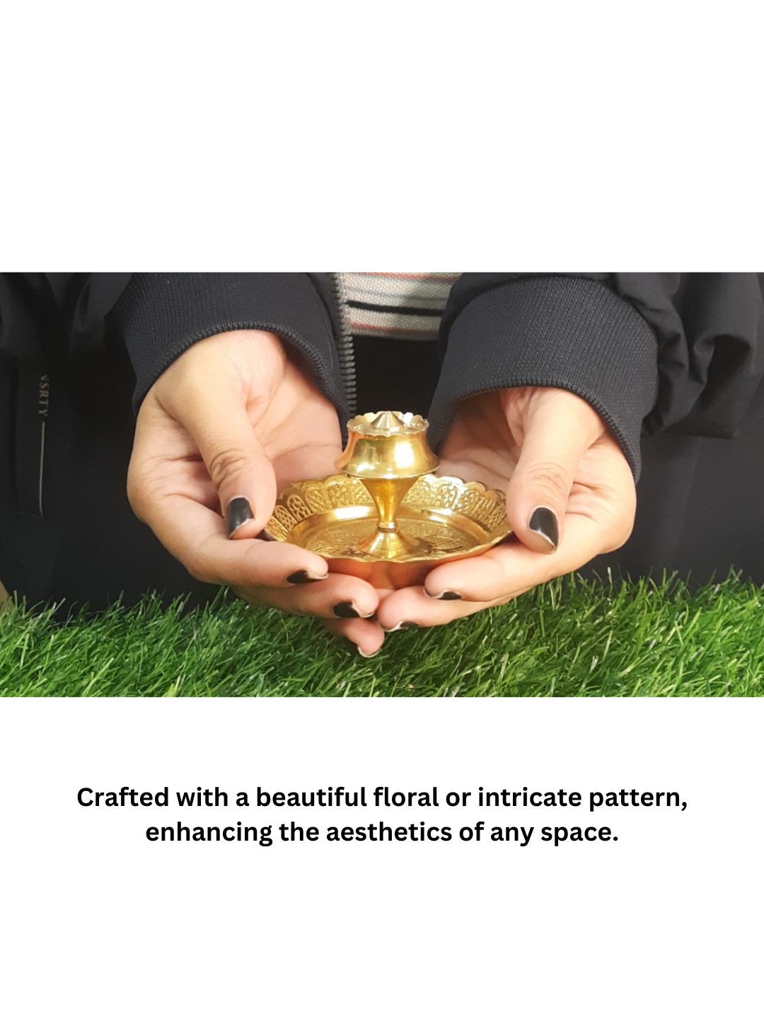 showing inhand brass incense stick stand