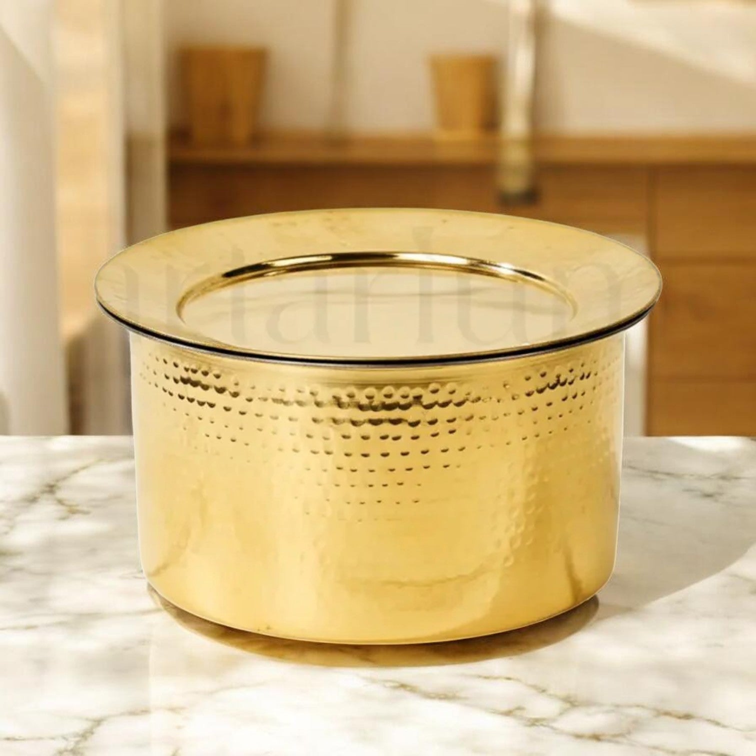 Pure Brass Lagaan Patila with Tin (Kalai) Coating – Hammered Bhagona / Round Tapeli with Heavy Modern Bottom | 3 Sizes | RoyalStuffs