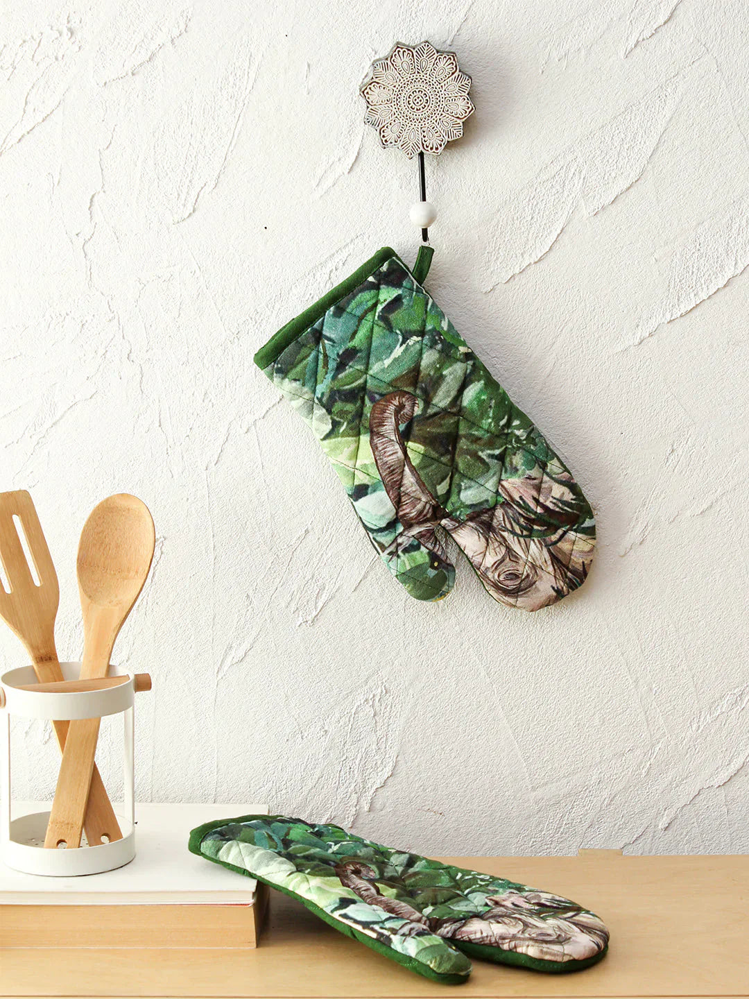 Elephant Printed Cotton Gloves