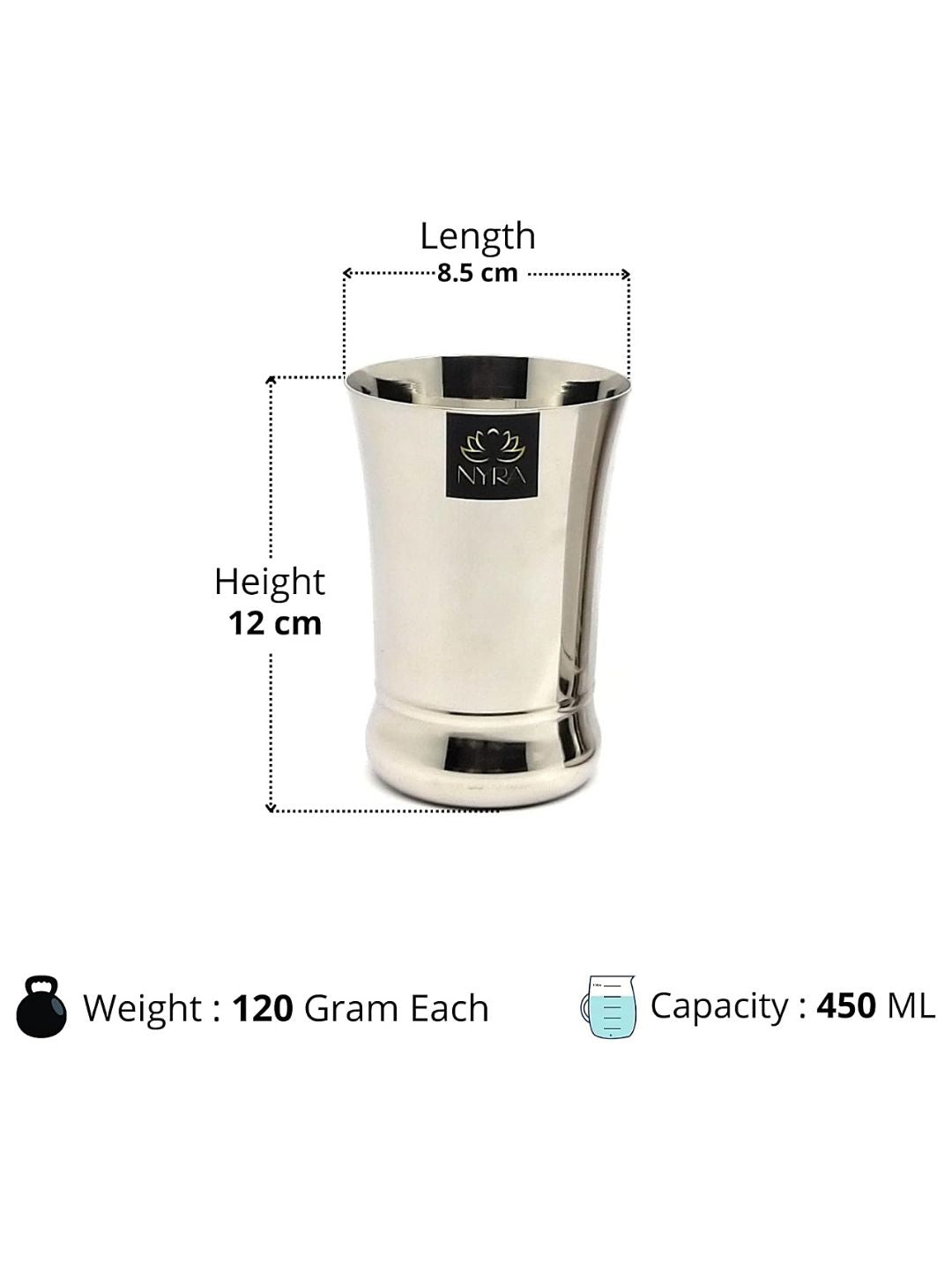 Dimensions Elegant Stainless Steel Glass Set