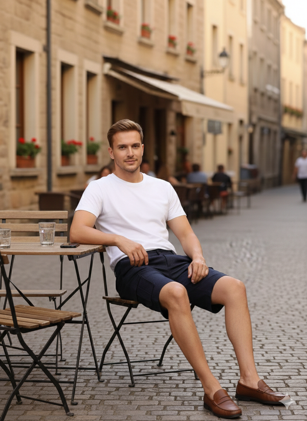Linen Cargo Shorts - Regal Blue