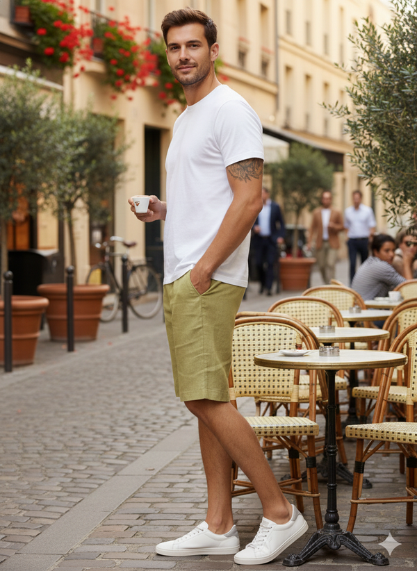 Trio Shorts - Pure Linen Shorts With Elastic Band