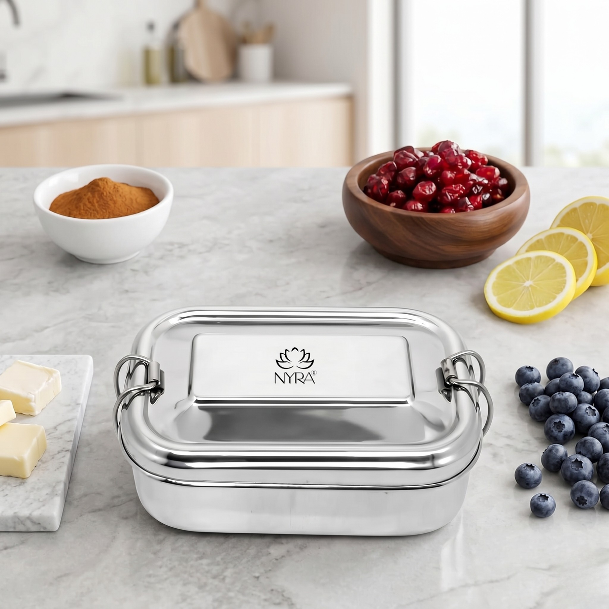 Stainless Steel Lunch Box with Locking Clip | Durable Food Container