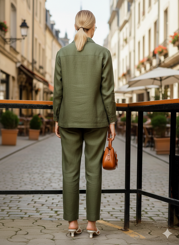 Luna - Ankle Length Pure Linen Trousers