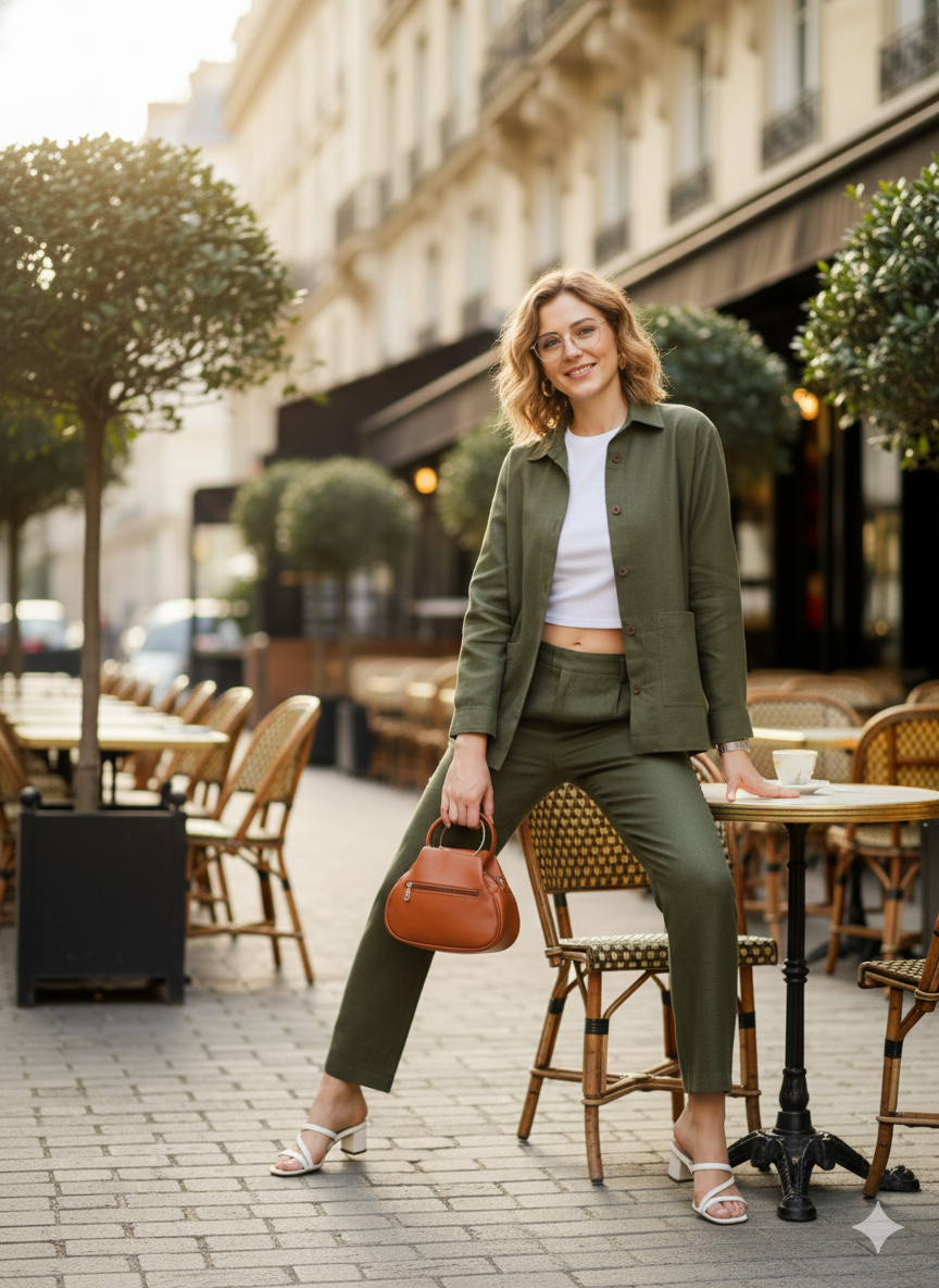 Emma - Regular Collar Shacket - Military Green