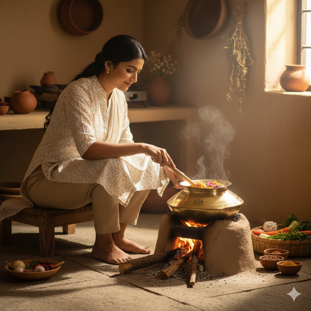 Handmade Brass Handi with Pure Tin Coating (Kalai) – Traditional Heavy Bottom Cooking Handi | 3 Size Options