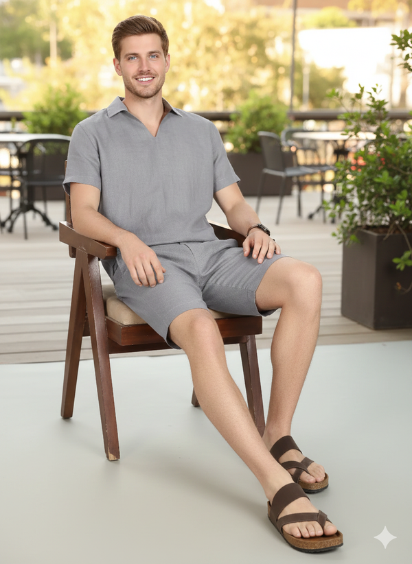 Noel Pure Linen T-Shirt & Shorts Co-Ord Set