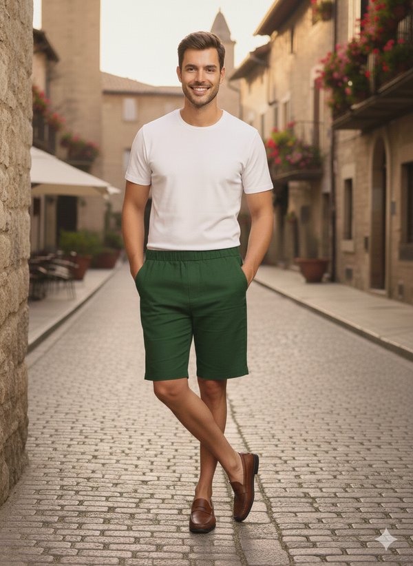 Trio Shorts - Pure Linen Shorts With Elastic Band