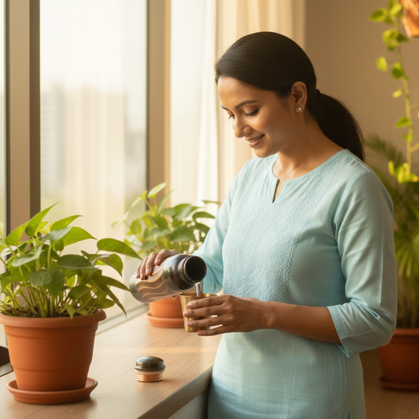 1 Liter Copper Lehar Bottle | Tamba Bottle| Leak Proof | Ayurvedic Health Benefits | Eco Friendly