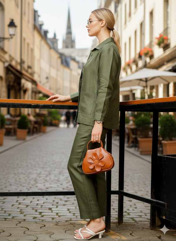 Luna - Ankle Length Pure Linen Trousers