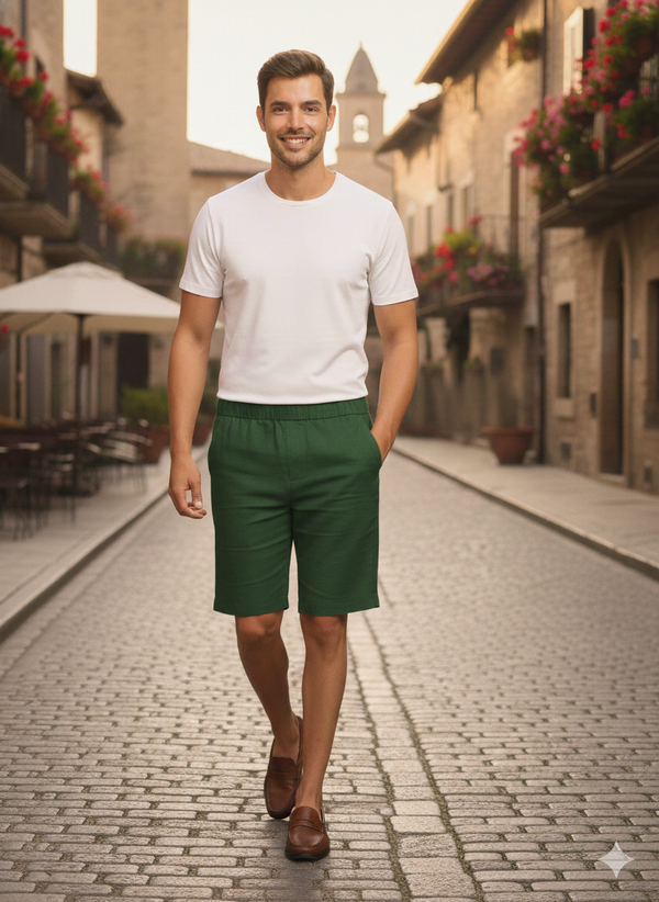 Trio Shorts - Pure Linen Shorts With Elastic Band