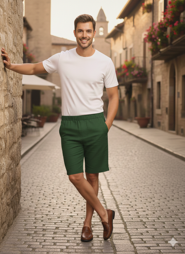 Trio Shorts - Pure Linen Shorts With Elastic Band