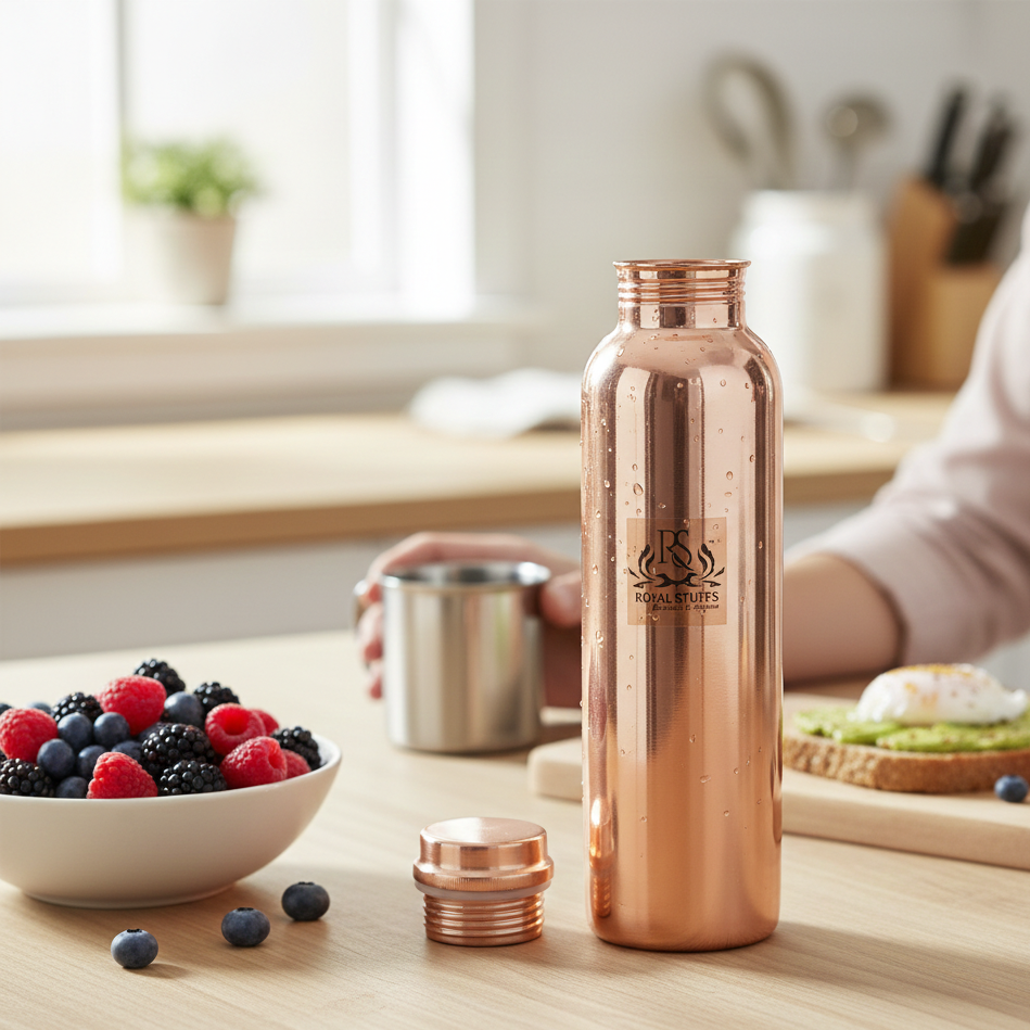 Plain Shine Copper Water Bottle 900ML
