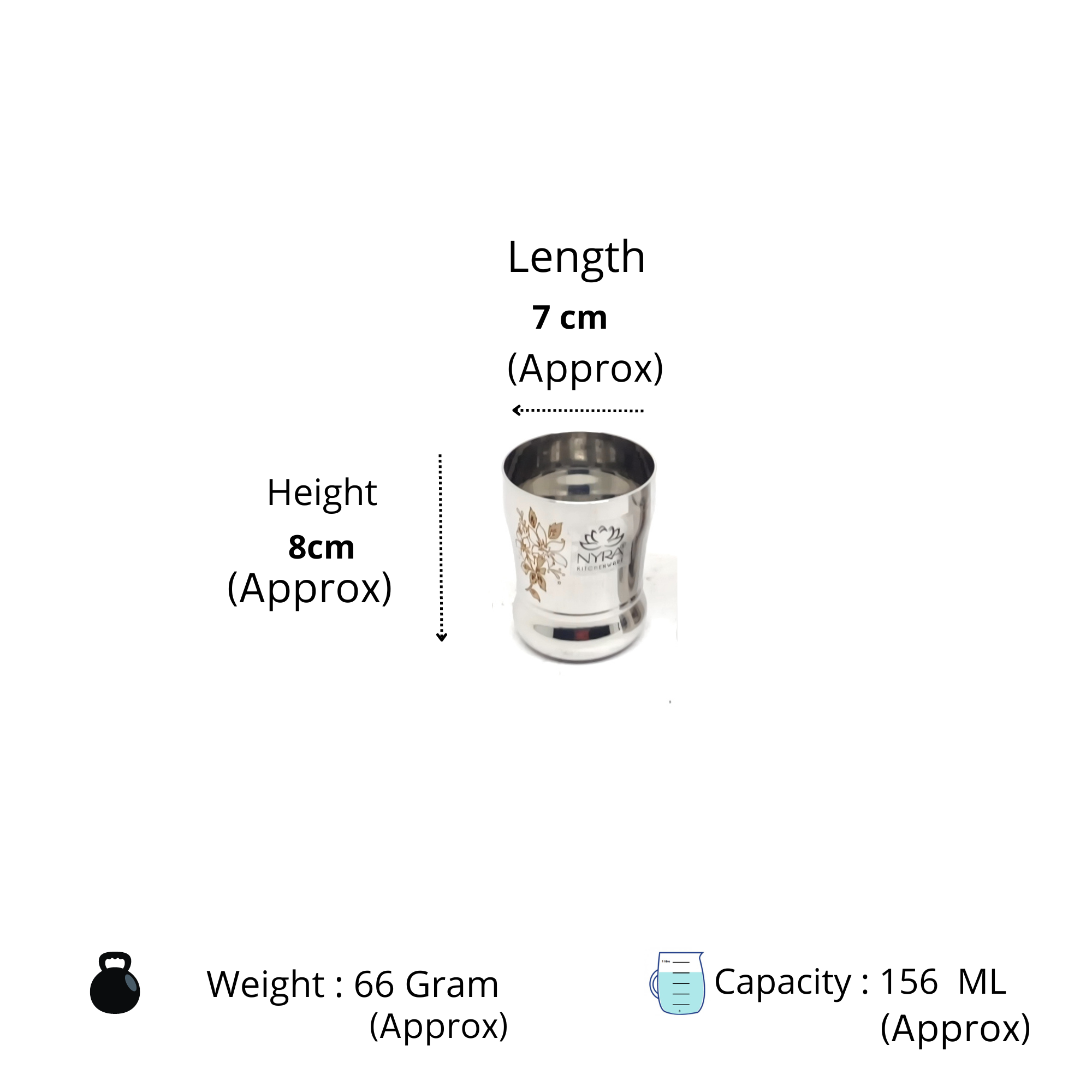 Dimensions of Stainless Steel Baby Glass Collection