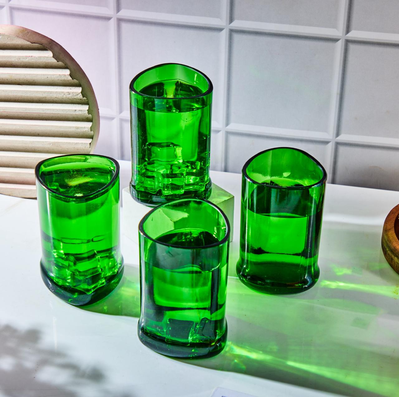 Glenfiddich Green Glass 300 ml Set (4 pcs) – Handcrafted for Sustainable Living