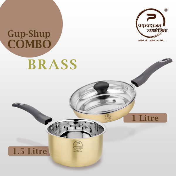 Paramparagat Upyogita Chaitanya Saucepan 1.5 Ltr. + Frying Pan 1 Ltr.