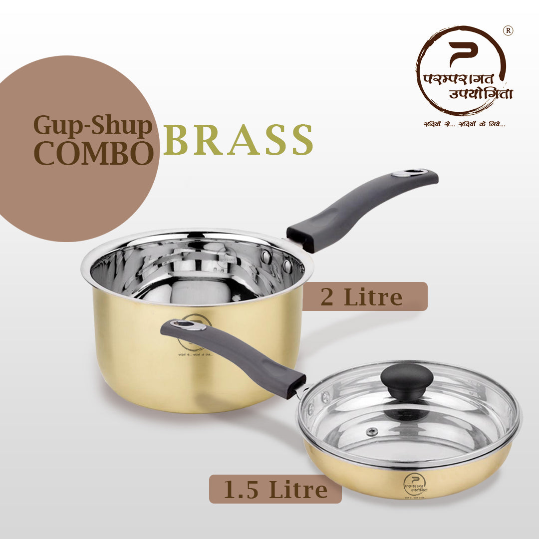 Paramparagat Upyogita Chaitanya Saucepan 2 Ltr. + Frying Pan 1.5 Ltr.