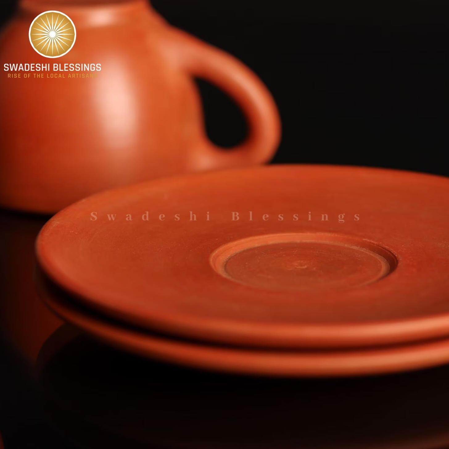 HandMade Unglazed Royal Clay Tea Cup With Saucer Set/ Kulhad Tea & Coffee Cups, 180ml/ Antique Terracotta Cup and Saucer set/ Birthday Gift Swadeshi Blessings