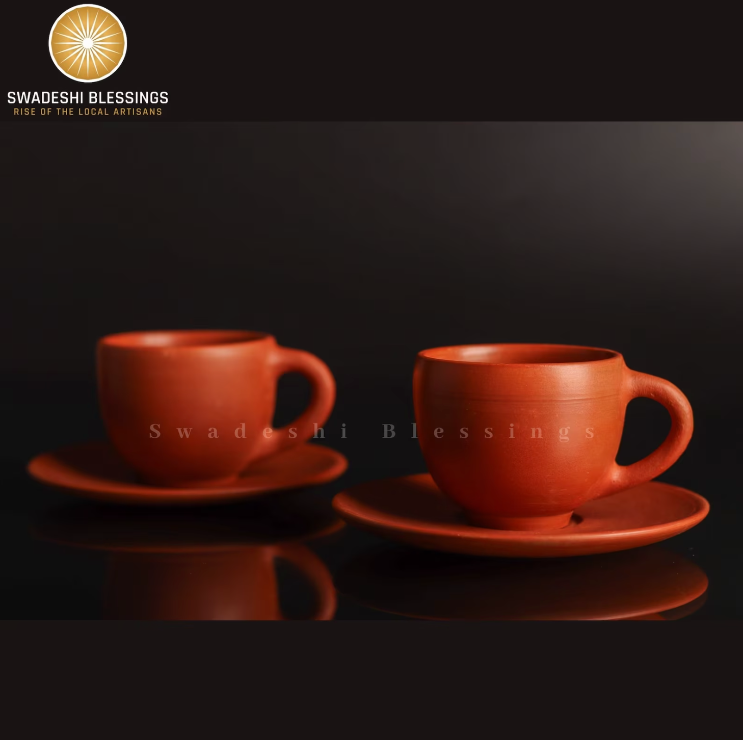 HandMade Unglazed Royal Clay Tea Cup With Saucer Set/ Kulhad Tea & Coffee Cups, 180ml/ Antique Terracotta Cup and Saucer set/ Birthday Gift Swadeshi Blessings
