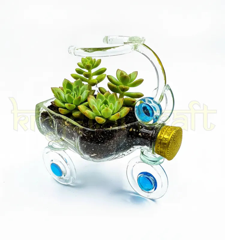 EcoRoyal Upcycled Tricycle Planter – Handcrafted Glass Art by Raees Ahmed Merchant