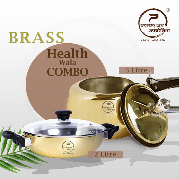 Paramparagat Upyogita Chaitanya Pressure Cooker 5 Ltr. + Flat Bottom Kadhai (Wok) 2 Ltr.