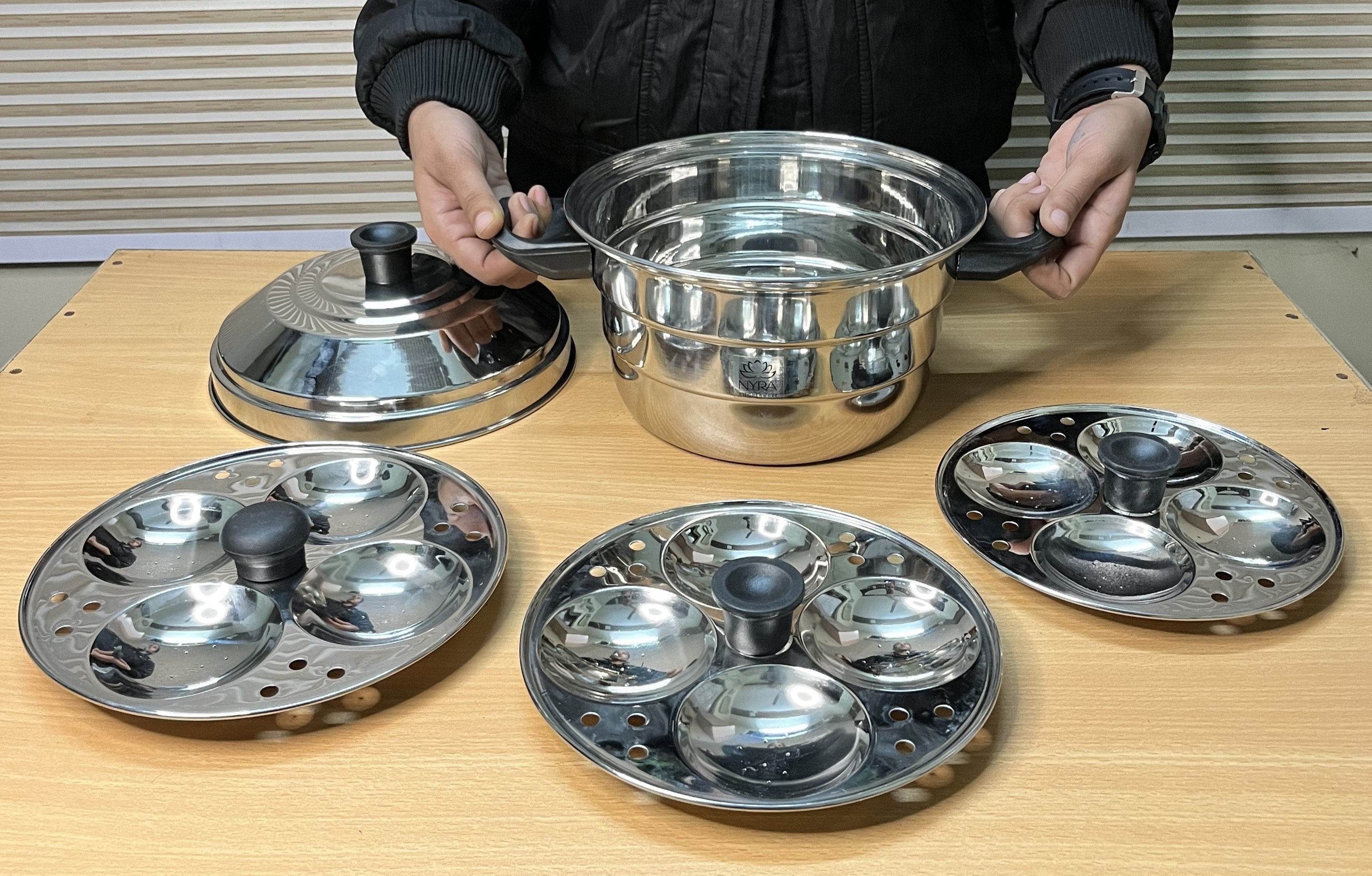  Stainless Steel Multi-Idli Cooker Pot with Stackable Idli Plates