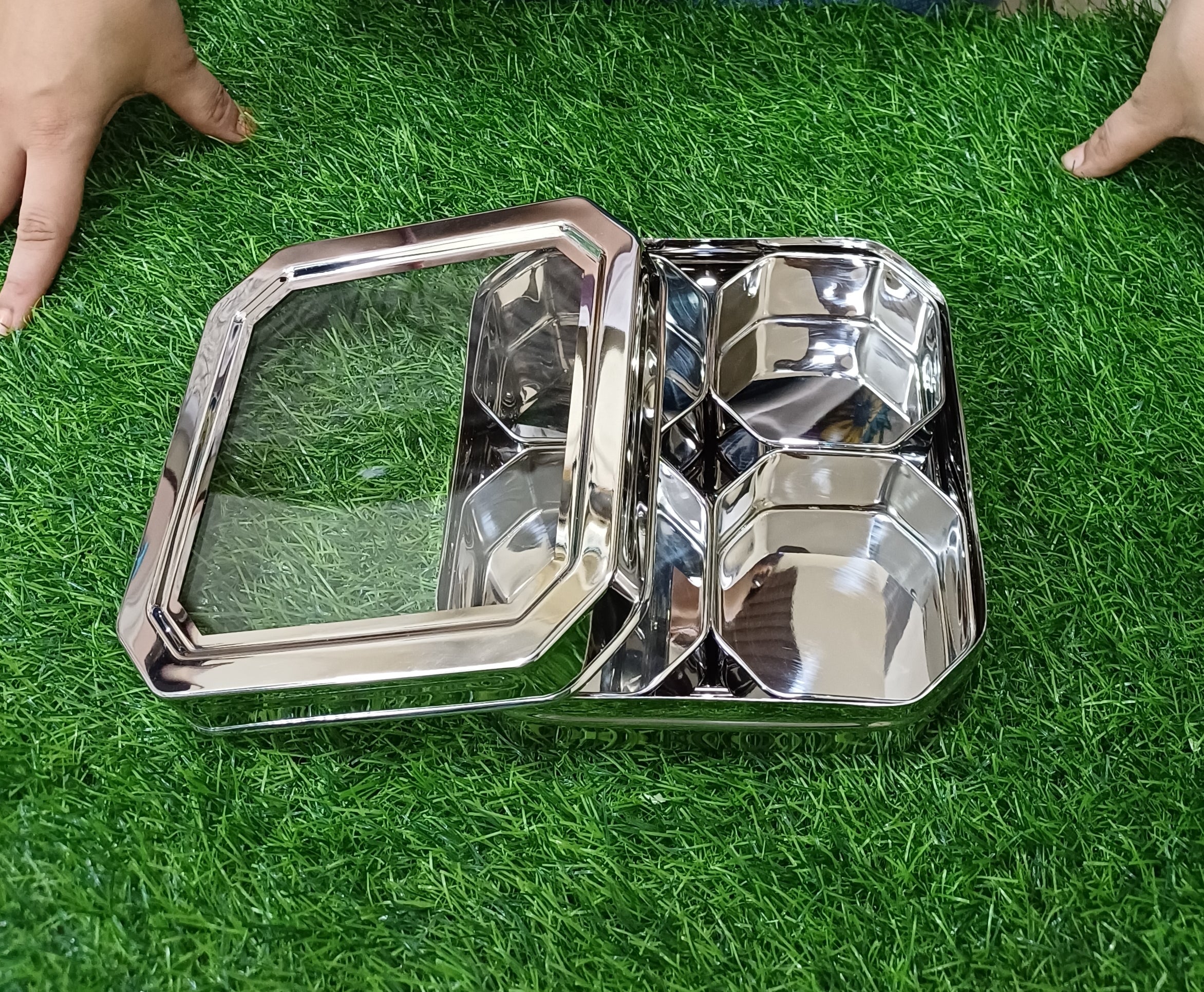 Stainless Steel 4 Compartment Dry fruit Box