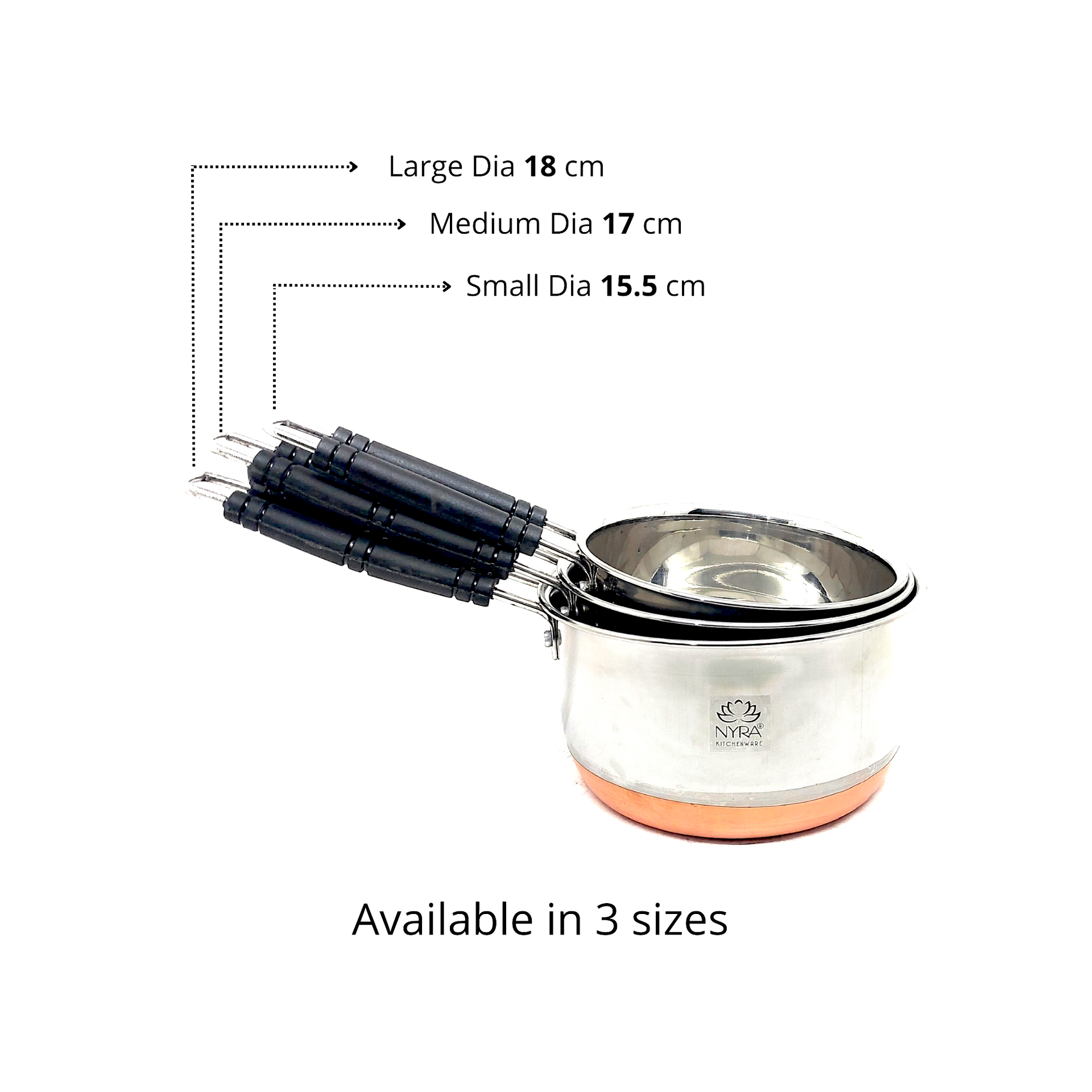 Different sizes of Saucepan