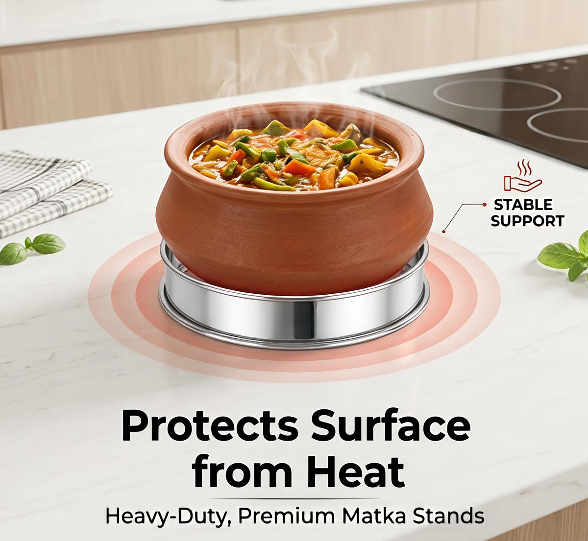 Stainless Steel Matka Ring/Pot stand/Multipurpose Pot Stand - Set of 4