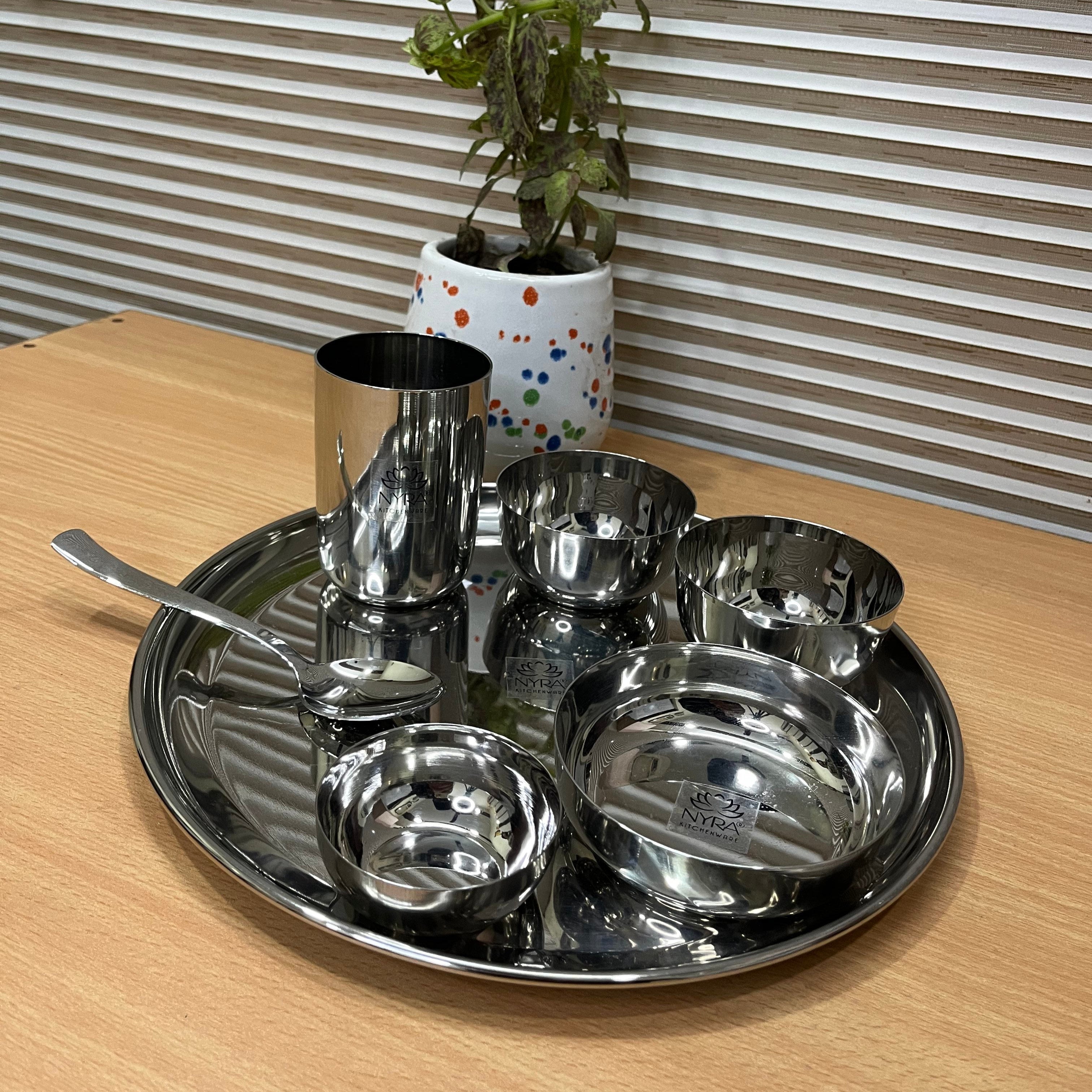 Stainless Steel Premium Thali/Dinner Set of 7-Pieces