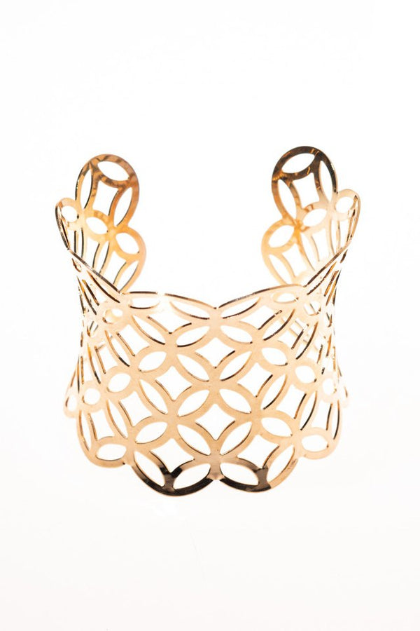 Bratara lata 6cm aurie cu modele geometrice