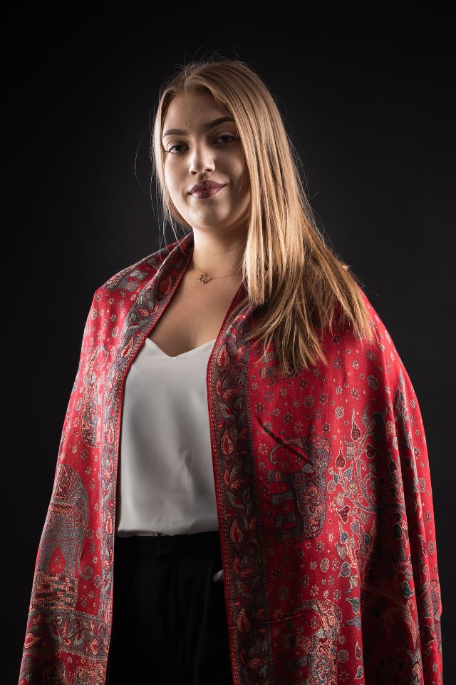 Şal Kani India floral cu motive indiene, rosu - Cel mai bun șal din Pashmina