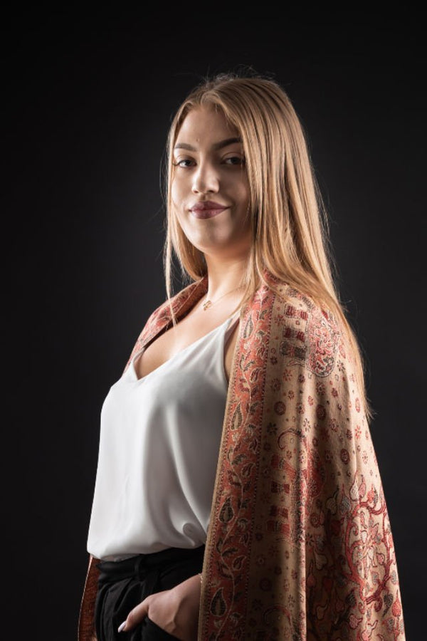 Şal Kani India, bej - Cel mai bun șal din Pashmina