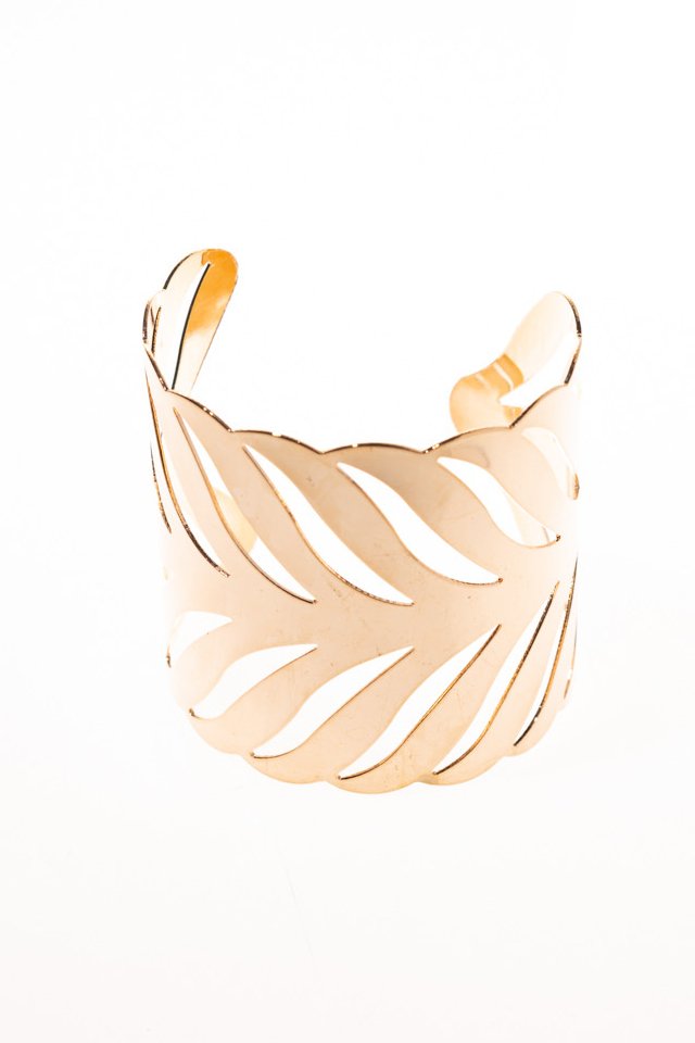 Bratara lata 6cm aurie cu model frunze