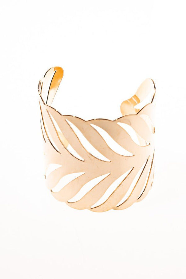 Bratara lata 6cm aurie cu model frunze