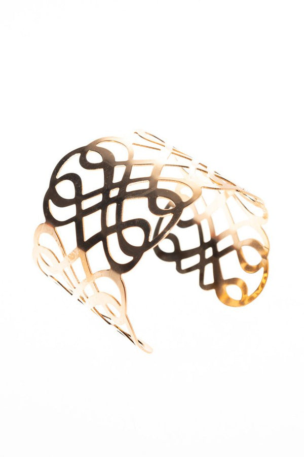 Bratara lata 6cm aurie cu modele geometrice