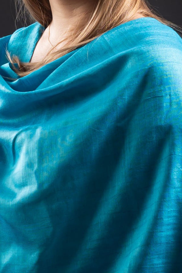 Esarfa matase bumbac albastru turquise