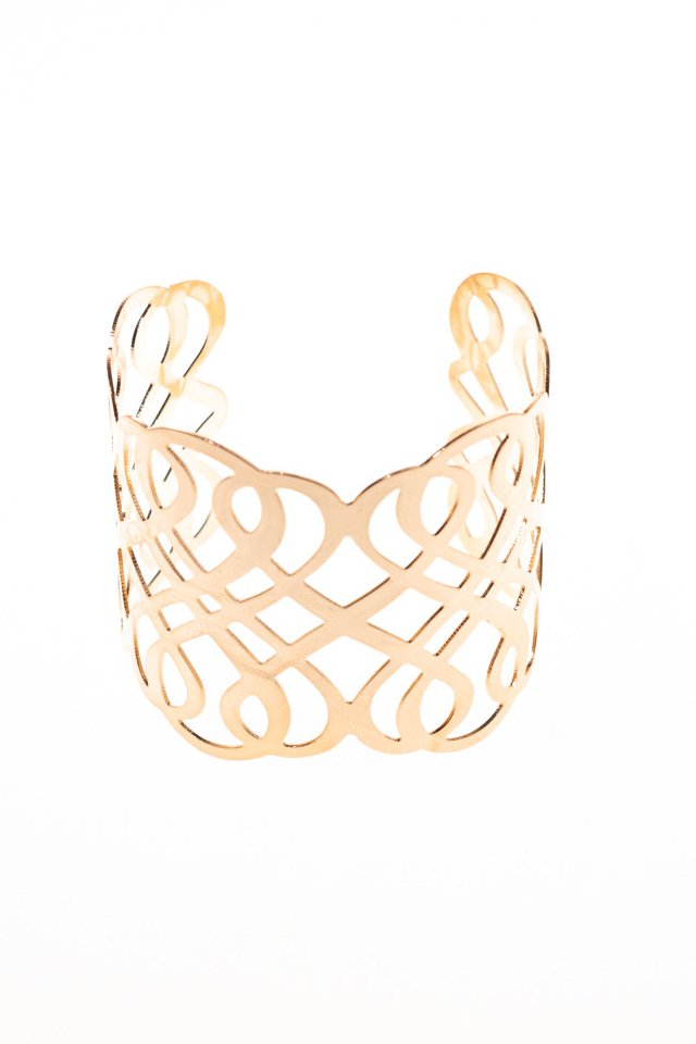 Bratara lata 6cm aurie cu modele geometrice