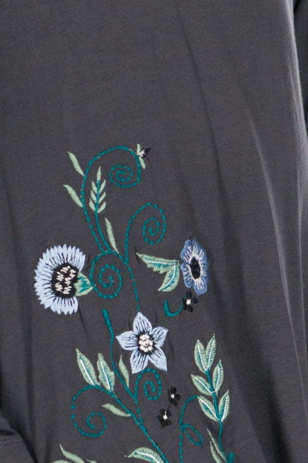 Bluza Gri Cu Broderie Marime M-L