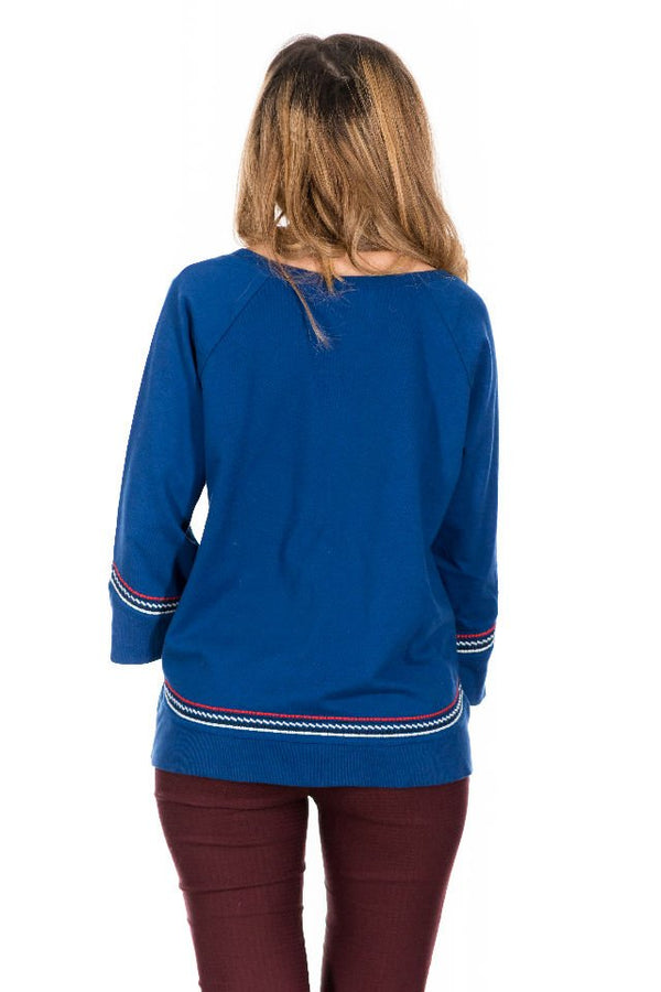 Bluza Albastra Cu Broderie Marime M-L