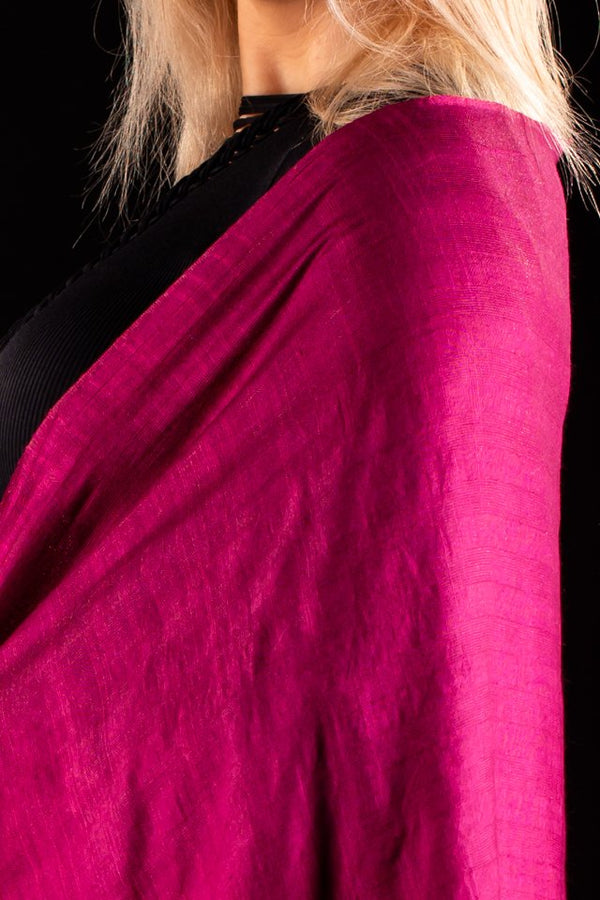 Esarfa matase si bumbac grena