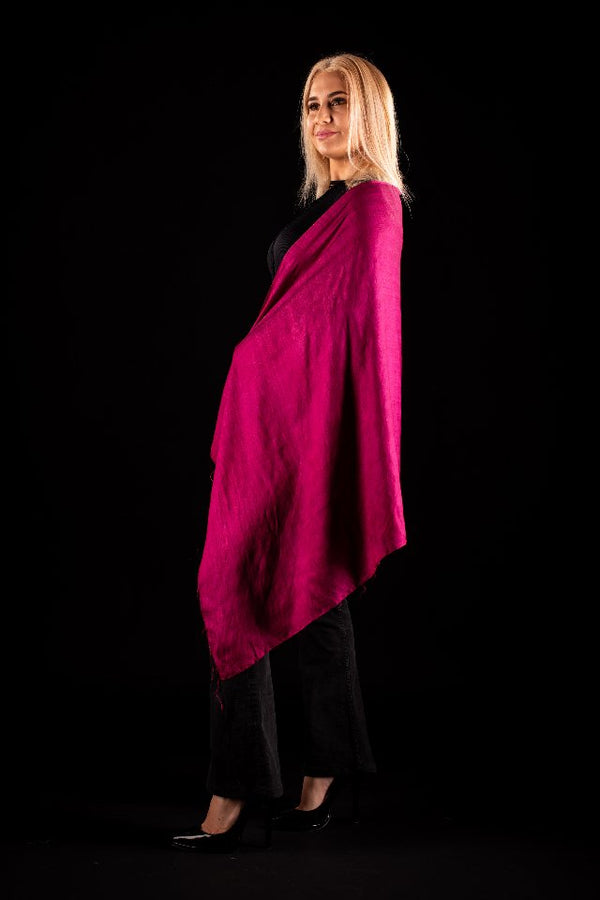 Esarfa matase si bumbac grena