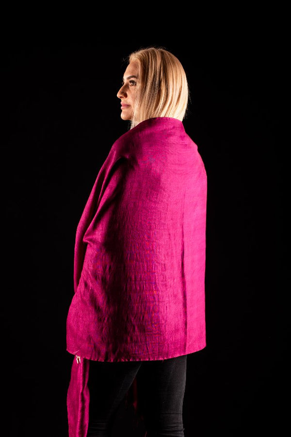 Esarfa matase si bumbac grena