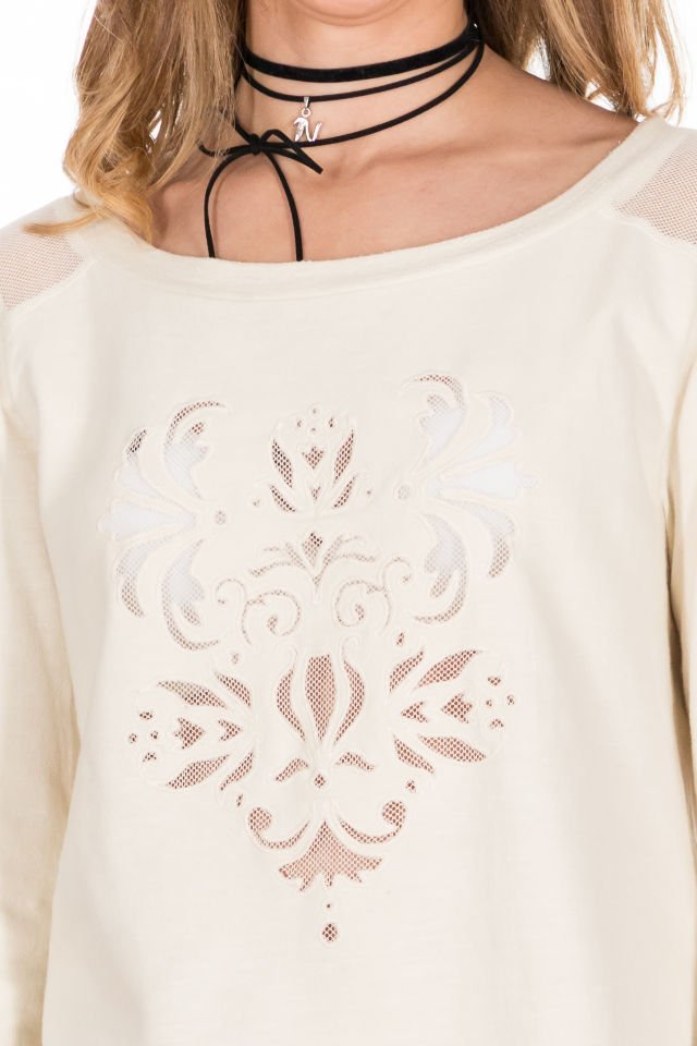 Bluza Ivory Cu Dantela Marime M-L