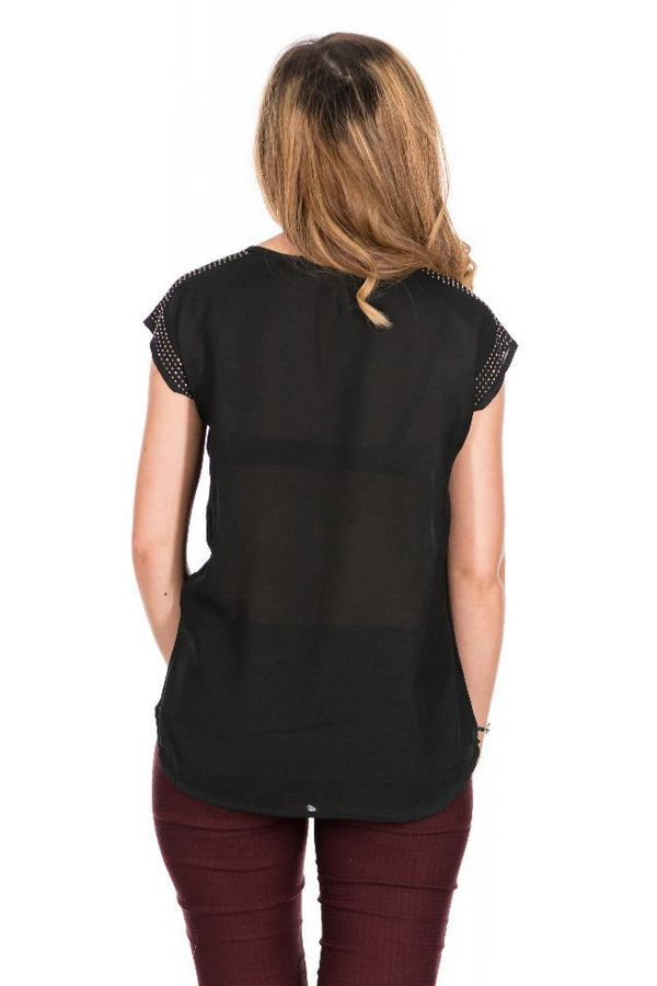 Bluza Negru Chimono Cu Strasuri Marime M